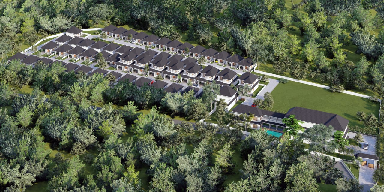 Nirvana Living aerial view of villa community